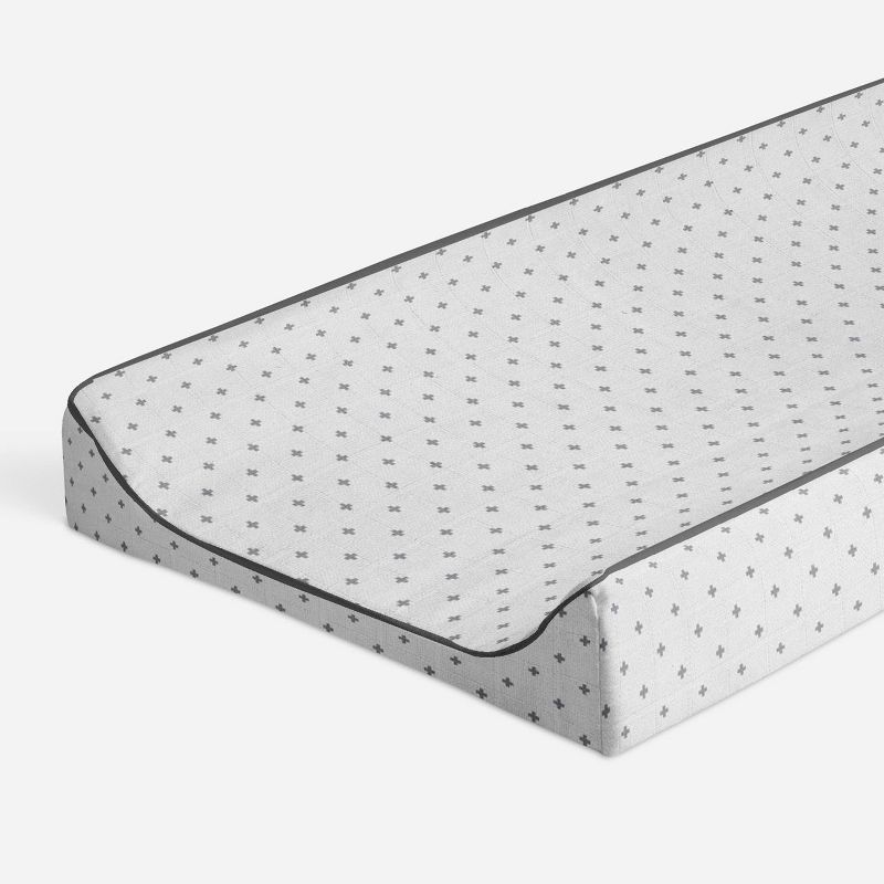 Bacati - Plus Quilted Muslin Changing Pad Cover Gray, 1 of 10