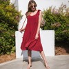 Amaryllis Women's Sleeveless Tiered Midi Dress with Tie Shoulder Straps and Scoop Neckline Comfortable All-Day Wear - 2 of 4