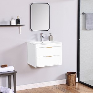 NicBex Floating Bathroom Vanity with White Ceramic Sink,Modern Bathroom Sink Vanity with 2 Drawers,24" Bathroom Sink Cabinet for Bathroom,White - 1 of 4
