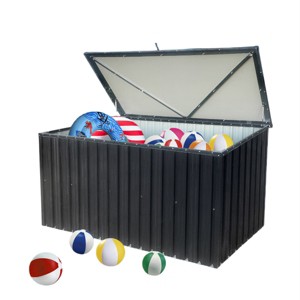 160 Gallon Deck Storage Box, Outdoor Lockable Storage Box,Storage Bin with Lid, Metal Storage Container for Patio Furniture Garden Tools Pool Supplies - 1 of 4