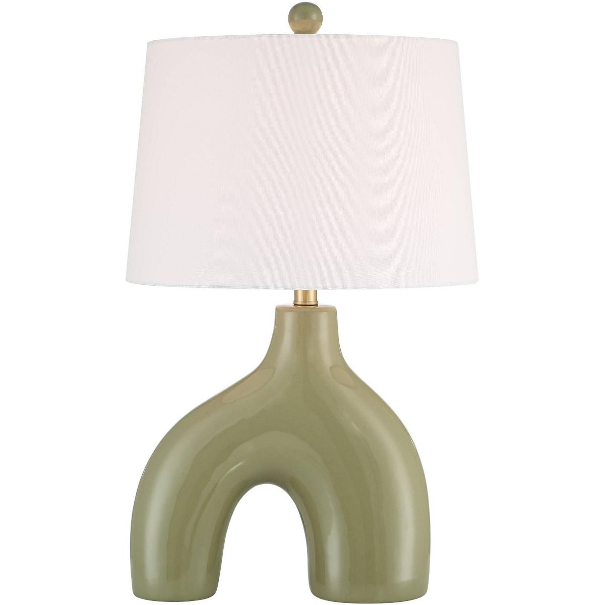 360 Lighting Lyrah 25" High Mid Century Modern 3-Way Table Lamp Green Glaze Finish Ceramic Single White Shade Living Room Bedroom Bedside Nightstand