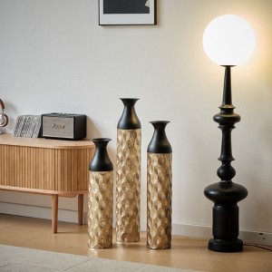 AZL1 Life Concept Decorative Vase 3 Piece Metal Geometric Cylinder Embossed Pattern for Gift Wedding Home Floral Display, Black, 20.97"*8.03"*36.54" - 1 of 4