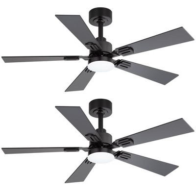 Airsurfer 2-Pack 42" Modern Ceiling Fans with Reversible Quiet Motor, Dimmable 3-Color LED Light, Remote & Memory Function