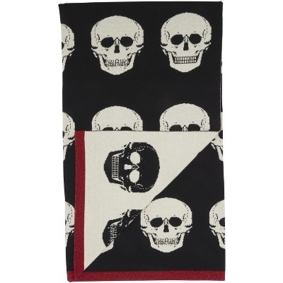 Mina Victory Trendy, Hip, New-Age Skull 50" x 60" Black/White Indoor Halloween Throw Blanket