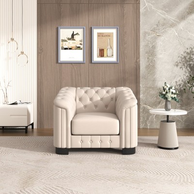 41.5" Velvet Curved-Arm Single Sofa Chair with Thick Padded Seat and Solid Wood Legs
