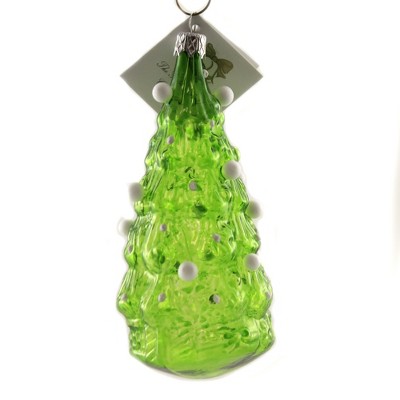 Golden Bell Collection 5.0" Green Christmas Tree W/ Decor Ornament Czech Decorate Ball  -  Tree Ornaments