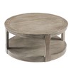 40in Large Curved 2 Tier Traditional Round Circle Wooden Center Coffee Table,with Wheels,Mid Century Table for living Room,Office,Apartment - 2 of 4