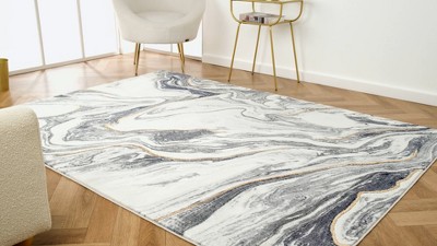 Gray Marble Abstract Pattern 6' x 9' Synthetic Area Rug
