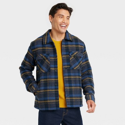 Mens Plaid Flannel Shacket Jacket Sherpa Fleece Lined Cpo Sanp