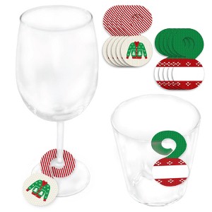 Big Dot of Happiness Ugly Sweater - Holiday and Christmas Party Paper Beverage Markers for Glasses - Drink Tags - Set of 24 - 1 of 4