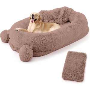 Human Dog Bed, Large Dog Bed with Blanket, Storage Pockets, Portable Handle, Removable Cover - 1 of 4