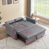 NicBex Modern Velvet Convertible Loveseat Sleeper Sofa with 2 Lumbar Pillows,Adjustable Pull-Out Bed and Removable Armrest for Living Room,Gray - 4 of 4
