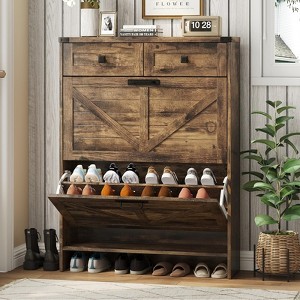 Freestanding Shoe Storage Cabinet with Drawers & Legs - 1 of 4