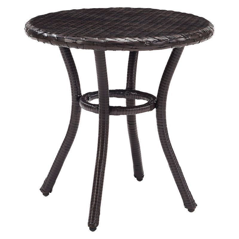 Crosley Palm Harbor Outdoor Wicker Round Side Table in Brown, 1 of 5
