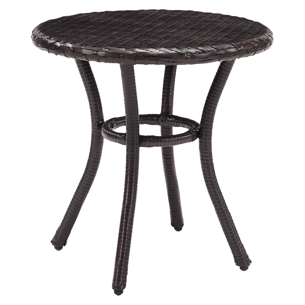 Photos - Garden Furniture Crosley Palm Harbor Outdoor Wicker Round Side Table in Brown 