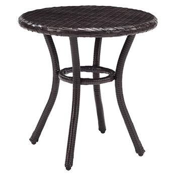 Crosley Palm Harbor Outdoor Wicker Round Side Table in Brown