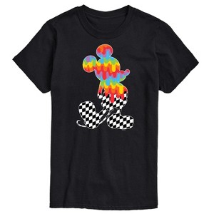 Men's - Disney - Mickey Checkered and Rainbow Silhouette Short Sleeve Graphic T-Shirt - 1 of 4