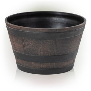 11" Wide Barrel Planter Novelty Bronze - Alpine Corporation - 1 of 4