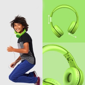 LiLGadgets Connect+ Pro Kids Headphones with Mic and Cord, SharePort Technology, Volume Limit 93db Wired Inline 3.5mm Jack- Green - 1 of 4