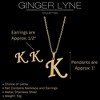 Initial Letter Pendant Necklace Earrings Set for Women Gold Plated Stainless Steel by Ginger Lyne - 4 of 4