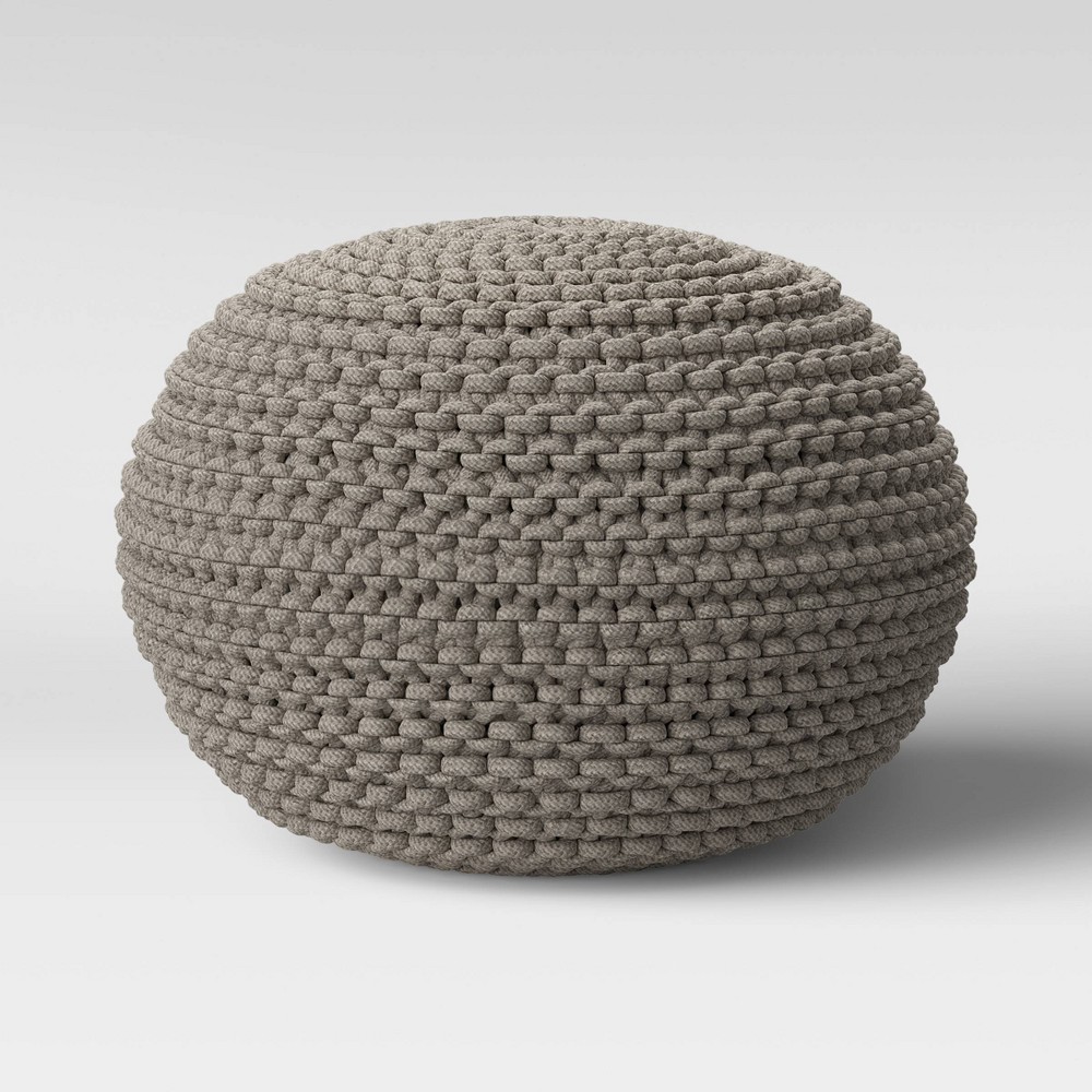 Cloverly Chunky Knit Pouf Gray - Threshold