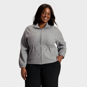 Women's Brushed Cinched Waist Zipped Jacket - A New Day™ - 1 of 3