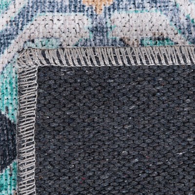 Aqua Green Square Easy-Care Chenille Area Rug 5'1" x 5'1"