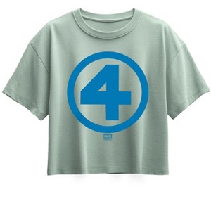 Girls' - Marvel - Fantastic Four Logo Blue Short Sleeve Boxy Graphic T-Shirt - 1 of 1