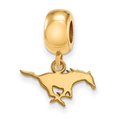 Black Bow Jewelry 14k Yellow Gold Plated Sterling Silver Southern Methodist Mustangs NCAA Bead Charm
