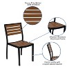 Flash Furniture Lark Outdoor Patio Bistro Dining Table Set with 4 Chairs and Faux Teak Poly Slats - 4 of 4