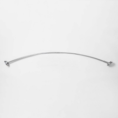 72&#34; Curved Steel Shower Curtain Rod Tension or Permanent Mount With Tiered End Cap Chrome - Made By Design&#8482;