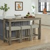 KWPZQEB 59-Inch Bar Table Set with 3 Padded Stools, Dining Table with Power Outlet, 4 Piece Bar Table and Chairs Set for Kitchen, Living Room - 2 of 4