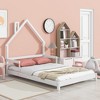 Twin House-Shaped Headboard Floor Bed with Handrails - Low Platform Wood Frame, Sturdy Slats, Easy Assembly, for Kids & Teens - 2 of 4