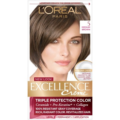 L Oreal Paris Excellence Triple Protection Permanent Hair Color 5 Medium Brown 1 Kit