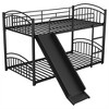 NicBex Twin over Twin Bunk Bed House Shape Convertible Metal Bed Frame with Slide, Ladder and Full Length Guardrail, No Box Spring Required - 3 of 4