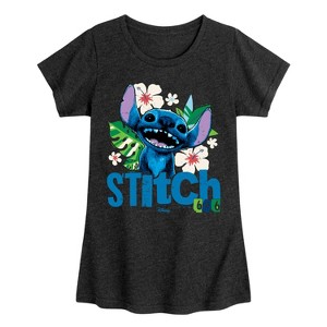 Girls' - Lilo And Stitch - Stitch Smiling 626 Fitted Short Sleeve Graphic T-Shirt - 1 of 3
