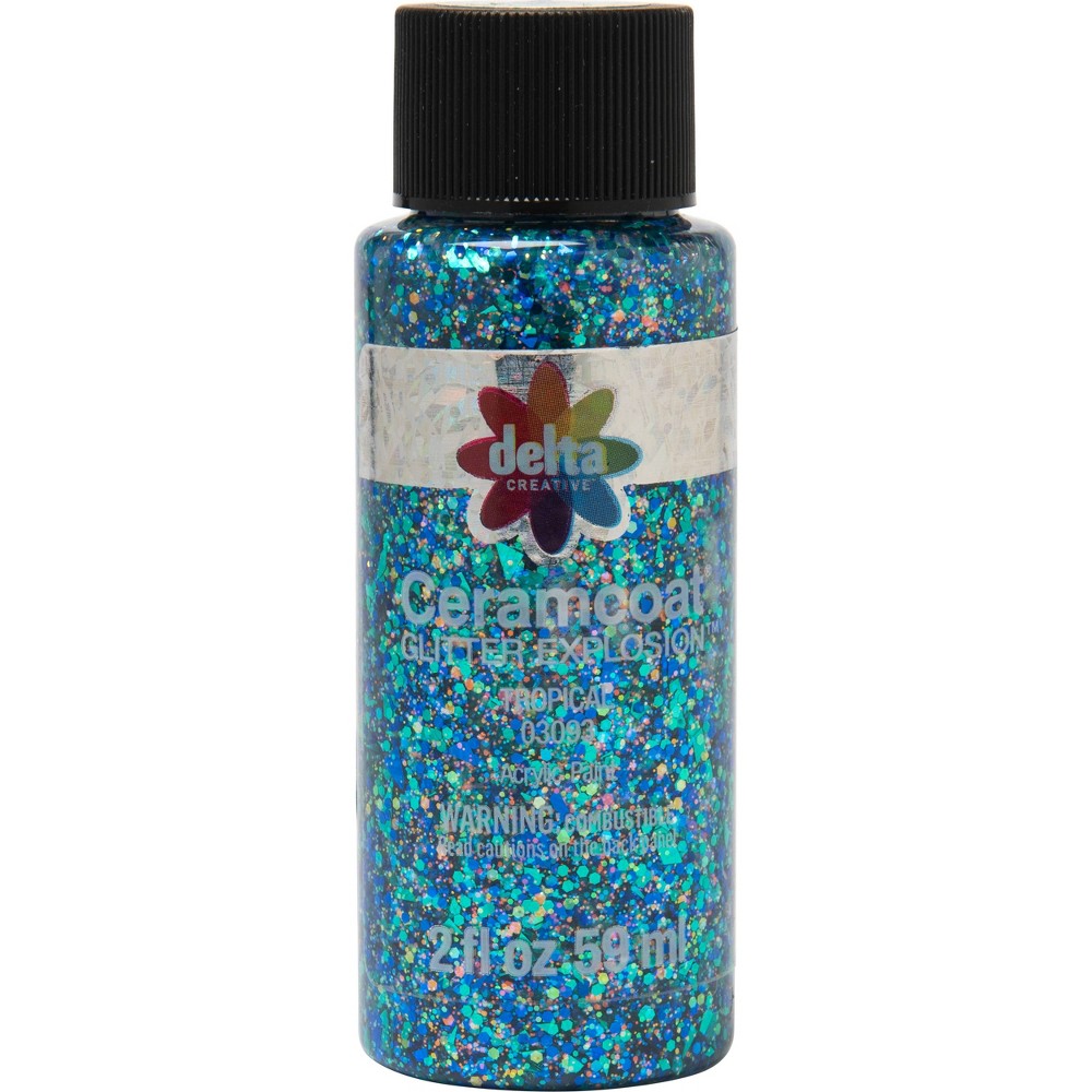 Photos - Creativity Set / Science Kit Delta Ceramcoat Glitter Explosion Acrylic Paint  Blue Tropical (2 fl oz)