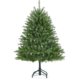 Prelit Artificial Christmas Tree with 200 Lights, Foldable Stand, On/Off Foot Pedal, Easy Assembly, Holiday Decor for Home, Party, Office, Green - 1 of 4