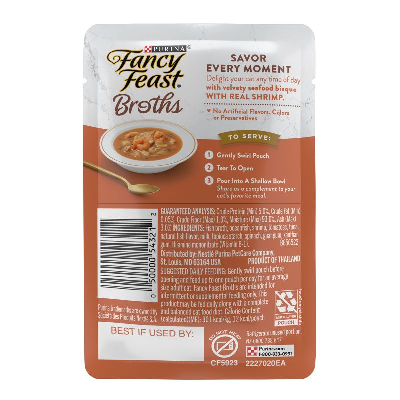 Fancy Feast Broths Lickable Seafood Bisque with Shrimp Wet Cat Food - 1.4oz, 4 of 9