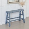 Royal Hampton 33" Wide Counter Height Bench | Trestle Legs with Footrests | Mahogany Wood Frame - 2 of 4