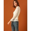 INSPIRE CHIC Women's Vintage Semi-Sheer Puff Long Sleeve Embroidery Lace Floral Blouse - 4 of 4