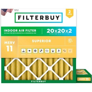 Filterbuy 20x20x2 Air Filter (2-Pack), Pleated MERV 11 Allergen Defense Replacement HVAC AC Furnace Filters (Actual Size: 19.50 x 19.50 x 1.75) - 1 of 4