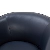 Okak Modern Top Grain Leather 360° Swivel Chair Accent Chair with Soft Cushion Barrel Sofa Chair with Wood Base for Lounge Office Bedroom - 4 of 4