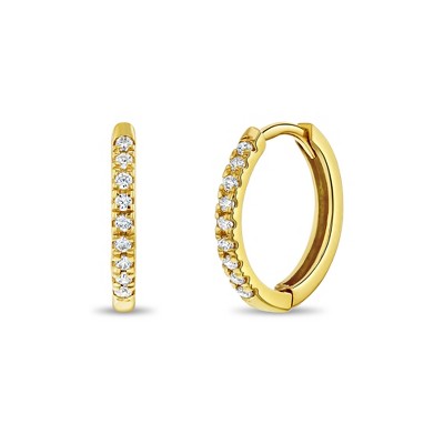 Girls' Clear Cz Encrusted Hoops 14k Gold Earrings - In Season Jewelry ...