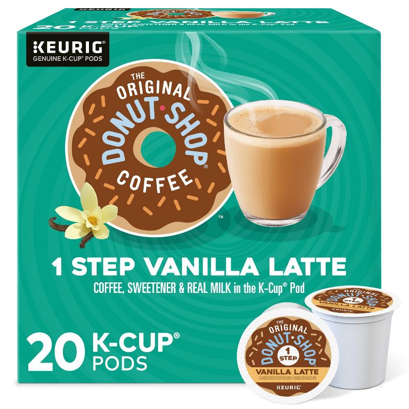 The Original Donut Shop One Step Latte Vanilla Dark Roast- Keurig K-Cup Coffee Pods - 20ct, 1 of 15