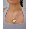 14K Gold Plated Heart Charm Necklace - Cluster Pendant with CZ Accents for Women - 2 of 4