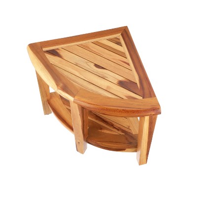 18" Tall Teak Corner Shower Shelf with Storage