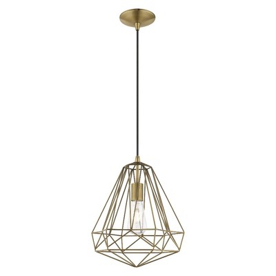 Antique Brass Geometric Mini Pendant Light with LED