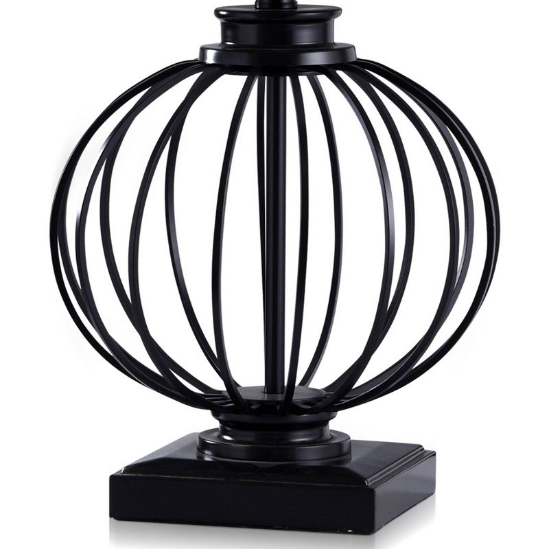 Audrey Metal Ball Cage Table Lamp Black Finish with Round Hardback Shade - StyleCraft, 4 of 6