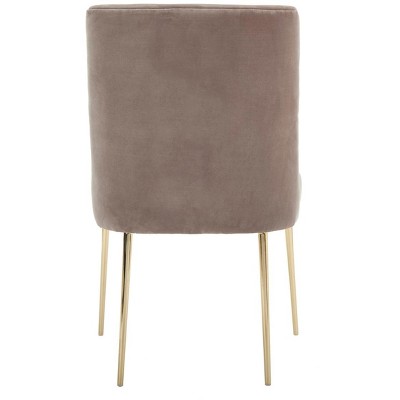 Mouse Grey Velvet Upholstered Dining Chair with Gold Metal Legs